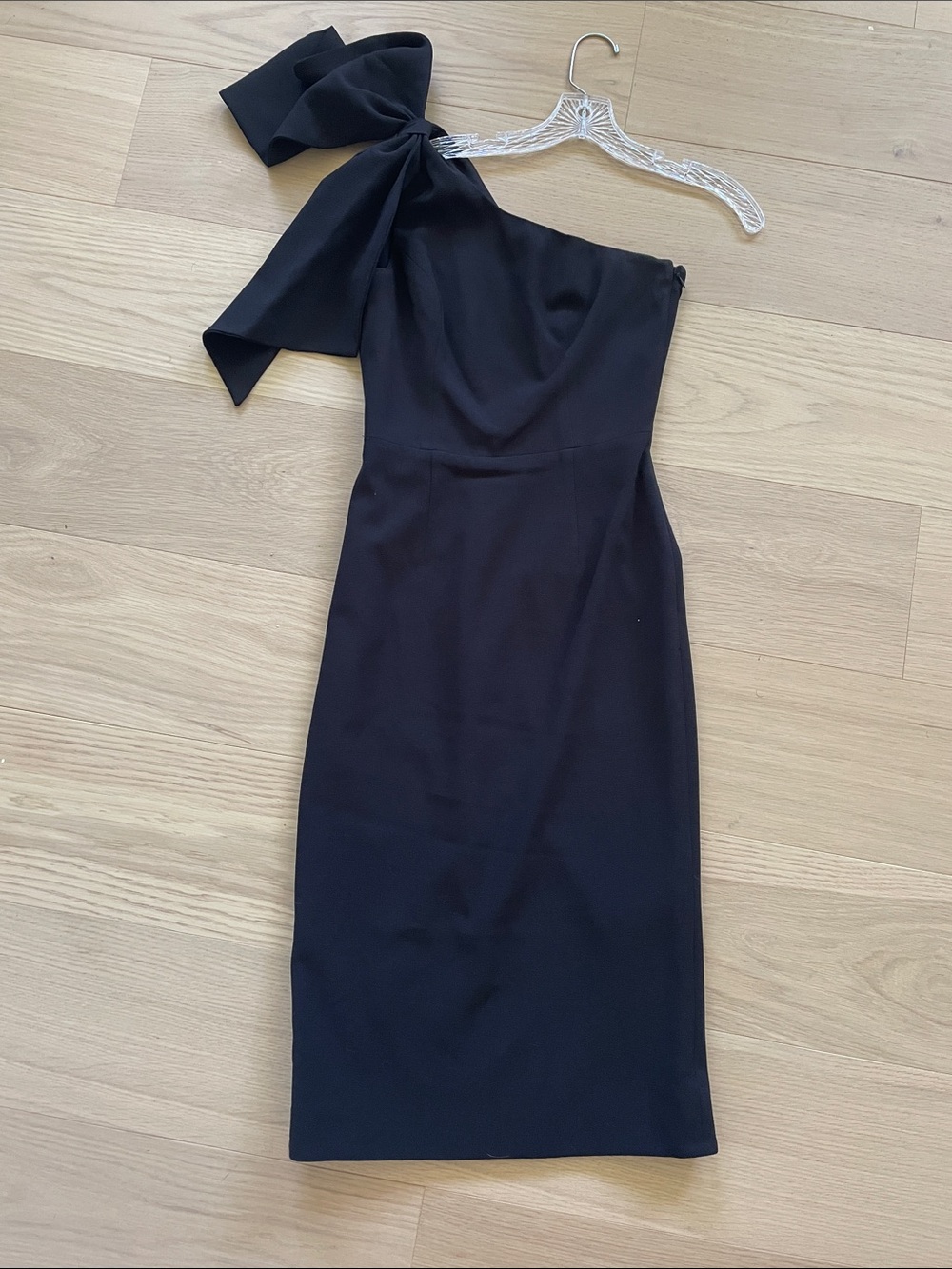Dress the Population One-Shoulder Black Bow Sheath Dress